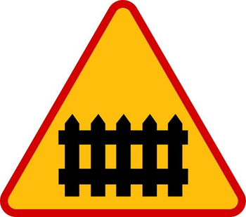 Znak ostrzegawczy METALOWY Przejazd kolejowy z zaporami (A9)