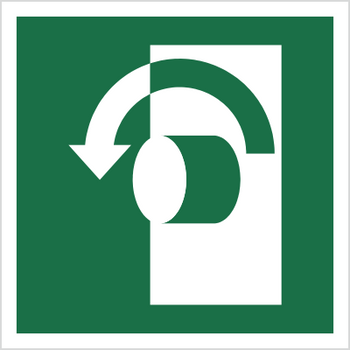 Znak przekręcić w lewo, aby otworzyć (E18) (ISO 7010) Techem
