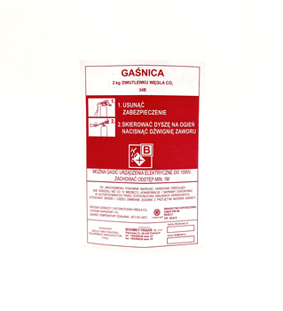 Etykieta serwisowa (kolorowa) do gaśnicy śniegowej GS 2x B - BOXMET