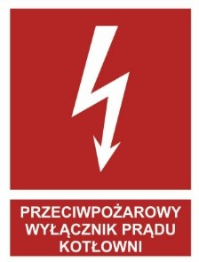 Znak przeciwpożarowy wyłącznik prądu kotłowni (219-09)