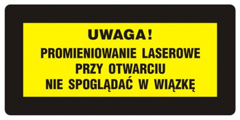 Znak Uwaga! - ,, - Nie spoglądać w wiązkę na Folii Samoprzylepnej (KB014)