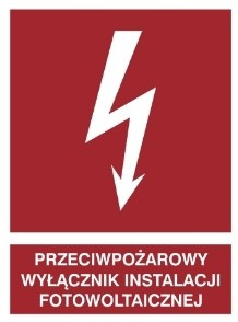 Znak przeciwpożarowy wyłącznik instalacji fotowoltaicznej (219-07)