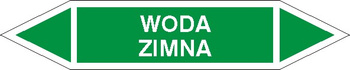 Tabliczka na rurociągi Woda zimna znak na Folii Samoprzylepnej (R-W31)