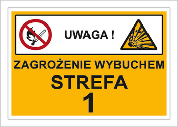 Znak zagrożenie wybuchem strefa 1 (graficzny) na płycie PCV (870-07)