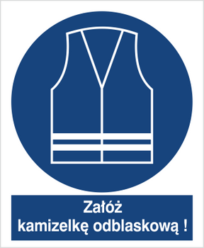 Znak nakaz stosowania kamizelki odblaskowej (431)