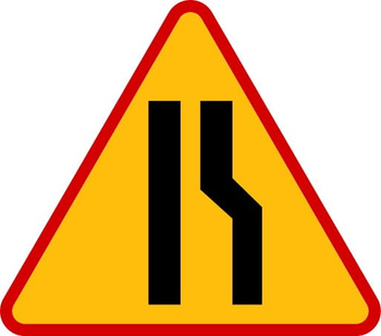 Znak ostrzegawczy METALOWY Zwężenie jezdni - prawostronne (A12b)