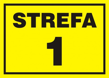Znak 1 strefa zagrożenia wybuchem na płycie PCV (NB002)