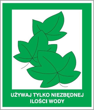 Znak używaj tylko niezbędnej ilości wody na Folii Świecącej (857-21)