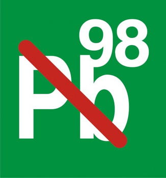 Znak Paliwo bezołowiowe - 98 oktanów na płycie PCV (SB006)
