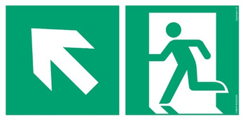 Znak kierunek do wyjścia ewakuacyjnego - w górę w lewo (AE091) Signproject