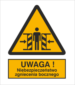 Znak uwaga niebezpieczeństwo zgniecenia bocznego (339)
