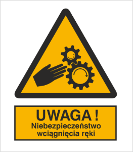 Znak uwaga niebezpieczeństwo wciągnięcia ręki (337)