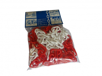 Plastikowy łańcuch 6mm biało-czerwony Zestaw: 5mb + 2 łączniki