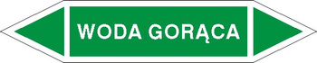 Tabliczka na rurociągi Woda gorąca znak na Folii Samoprzylepnej (R-W17)