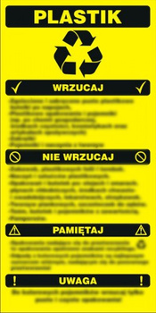 Znak Instrukcja segregacji odpadów- plastik (PA087)