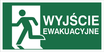 Znak podwieszany wyjście ewakuacyjne w lewo WE na Płycie Świecącej