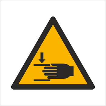 Znak ostrzeżenie przed zgnieceniem dłoni (W24) (ISO 7010)