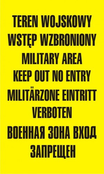 Znak Teren wojskowy wstęp wzbroniony na płycie PCV (NF001)