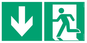 Znak kierunek do wyjścia ewakuacyjnego - w dół (lewostronny) (AE094) Signproject
