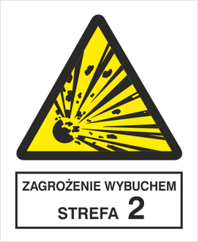 Znak zagrożenie wybuchem strefa 2 (J) na płycie PCV (221-01)