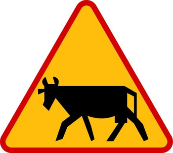 Znak ostrzegawczy METALOWY Zwierzęta gospodarskie (A18a)