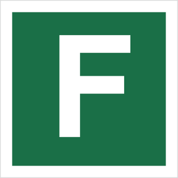 Znak stacja ewakuacyjna F na Folii Świecącej (120-28)