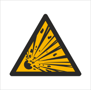 Znak ostrzeżenie przed niebezpieczeństwem wybuchu (W02) (ISO 7010)