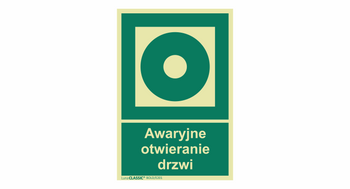 Znak Awaryjne otwieranie drzwi na Płycie Świecącej  (E201) Bold