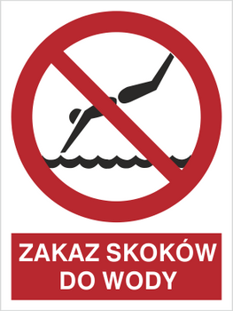 Znak zakaz skoków do wody grafika na płycie PCV (654)