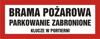 Znak brama pożarowa - parkowanie zabronione na płycie PCV (BC112)