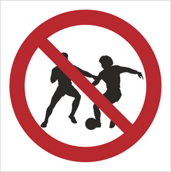 Znak zakaz gry w piłkę bez opisu (600)