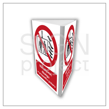 Znak BB820 Nie używać dźwigu w przypadku pożaru świecący (3D dościenny)