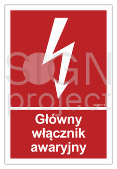 Znak Główny włącznik awaryjny na Folii Świecącej (BC035)