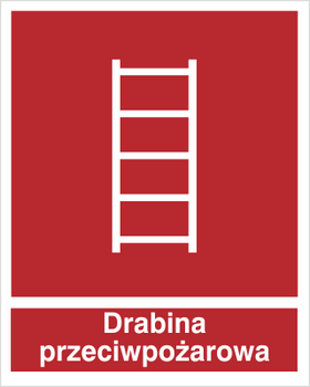Znak drabina pożarowa (z opisem) na Folii Samoprzylepnej (213)