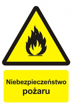 Znak niebezpieczeństwo pożaru- materiały łatwopalne na Folii Samoprzylepnej (BC001)
