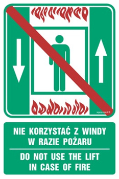 Znak Nie korzystać z windy w razie pożaru (AC070) Signproject