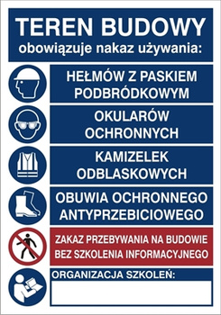 Tablica Obowiązuje nakaz używania- szkolenia na płycie PCV (319-307)