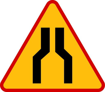 Znak ostrzegawczy METALOWY Zwężenie jezdni - dwustronne (A12a)