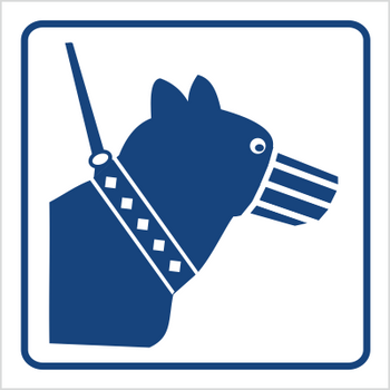 Znak psy wprowadzamy tylko na smyczy i w kagańcu (823-91)