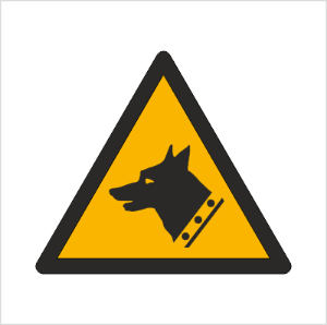 Znak ostrzeżenie przed złym psem (W13) (ISO 7010)