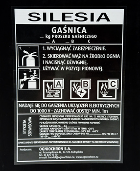 Etykieta serwisowa uniwersalna do gaśnicy proszkowej GP4x, 6x  -SILESIA