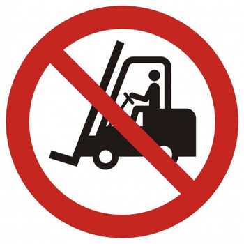 Znak Zakaz ruchu urządzeń do transportu poziomego (GAP006)