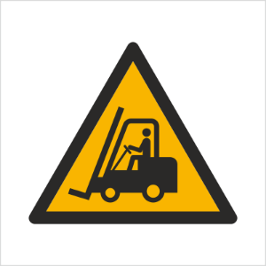 Znak ostrzeżenie przed urządzeniami do transportu poziomego (W14) (ISO 7010)