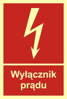 Znak wyłącznik prądu na płycie PCV (BC007)