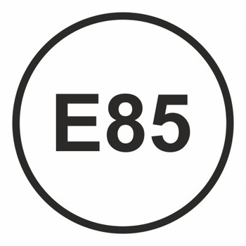 Znak Benzyna- maksymalna zawartość etanolu w paliwie 85% na Folii Samoprzylepnej (SB024)