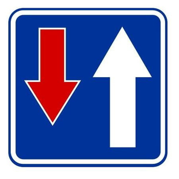 Znak informacyjny METALOWY Pierwszeństwo na zwężonym odcinku drogi (D5)