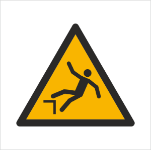 Znak ostrzeżenie przed spadnięciem (upadkiem) (W08) (ISO 7010)