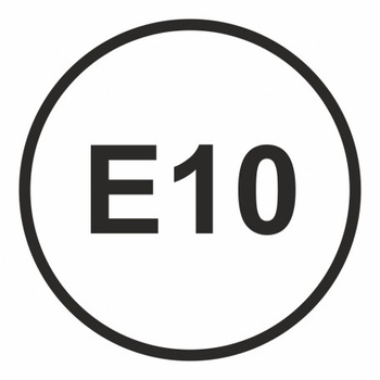 Znak Benzyna- maksymalna zawartość etanolu w paliwie 10% na Folii Samoprzylepnej (SB023)