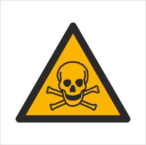 Znak ostrzeżenie przed materiałami toksycznymi (W16) (ISO 7010)