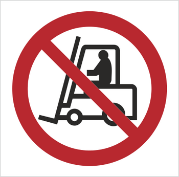 Znak zakaz ruchu urządzeń do transportu poziomego (604)